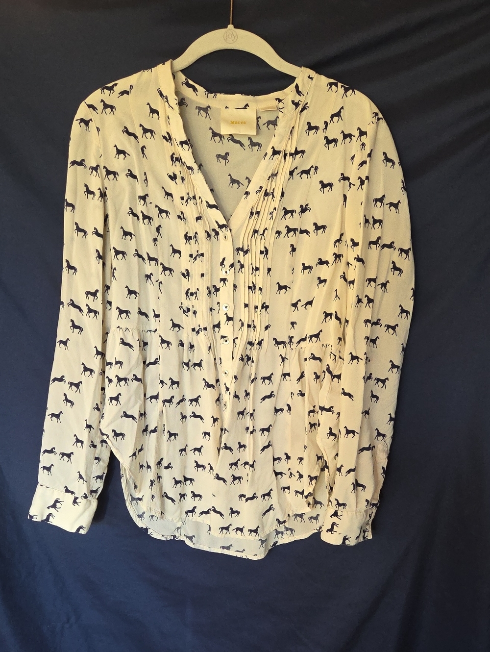 Anthropologie Maeve Horse Print Pintuck Blouse